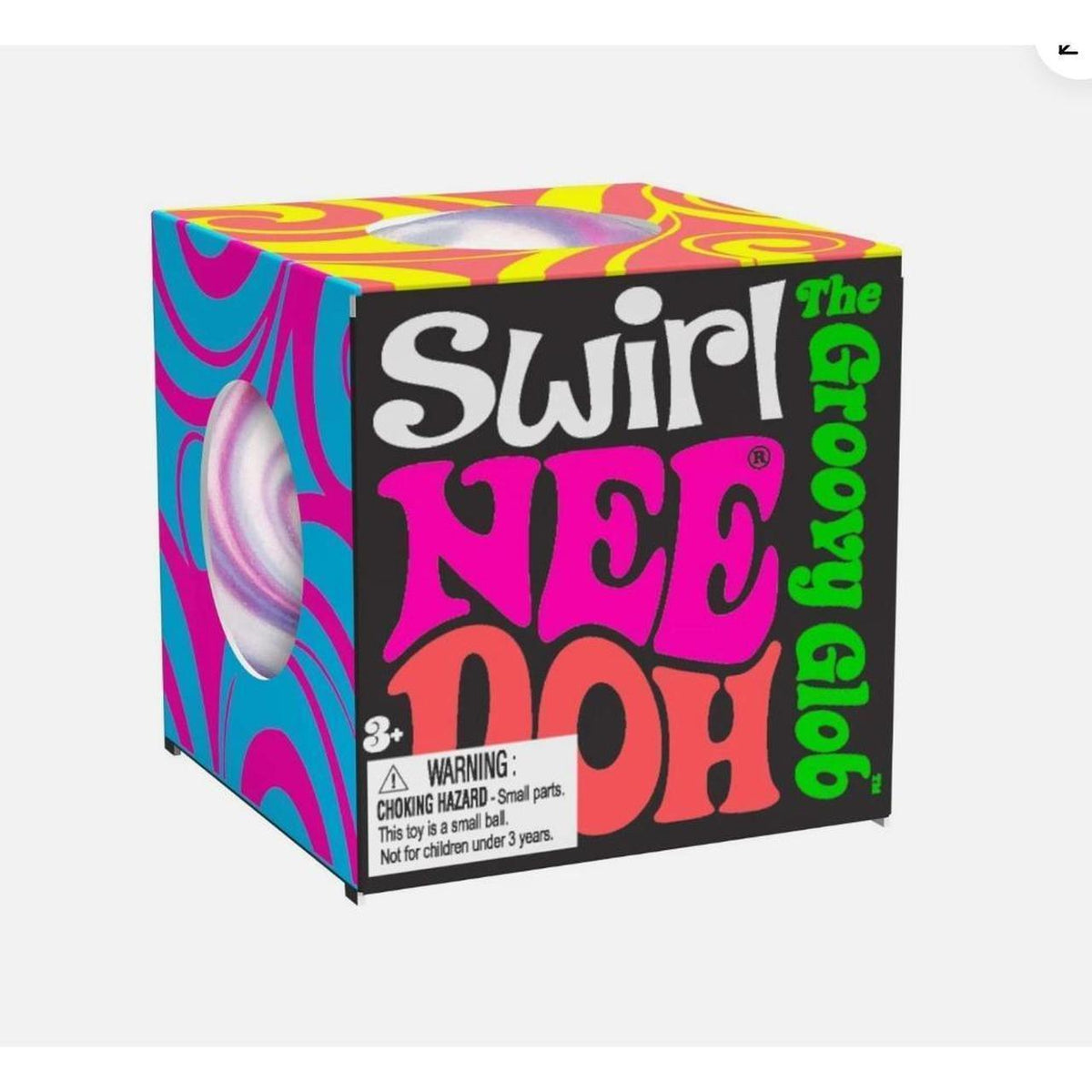 NeeDoh Swirl The Groovy Glob box with a psychedelic swirl design