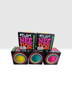 Three NeeDoh Twirl The Groovy Glob boxes showing yellow, blue and pink globs
