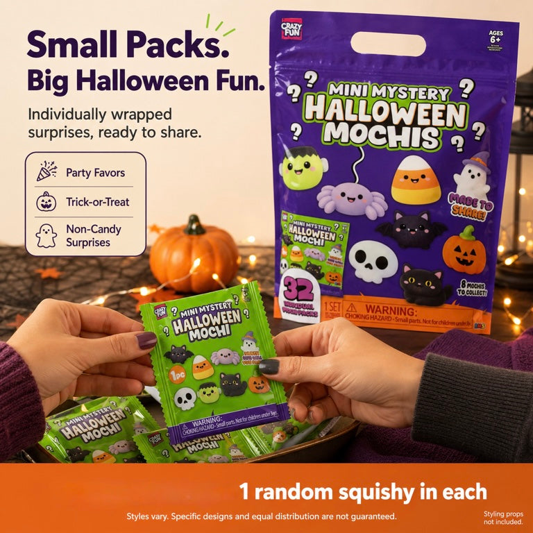 Mini Mystery Halloween Mochi Squishy, One Piece (Styles May Vary)