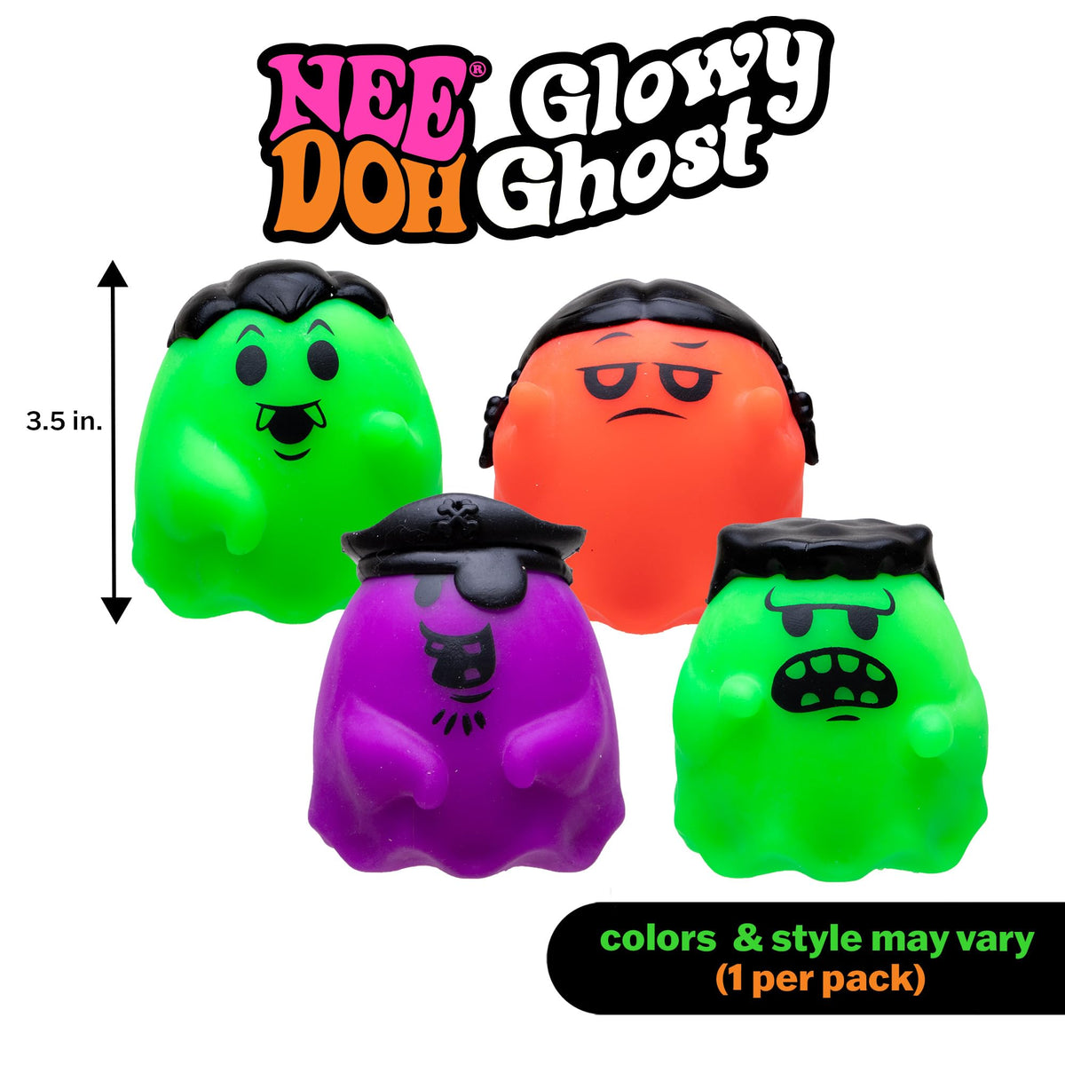 NeeDoh Glowy Ghost Squishy, NeeDohween Edition (Styles May Vary)