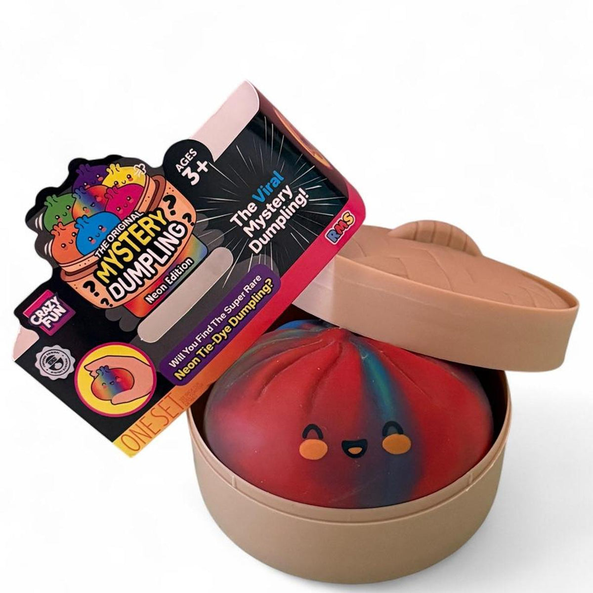 Crazy Fun Mystery Dumpling Squishy, Neon Tie-Dye Edition (Styles May Vary)