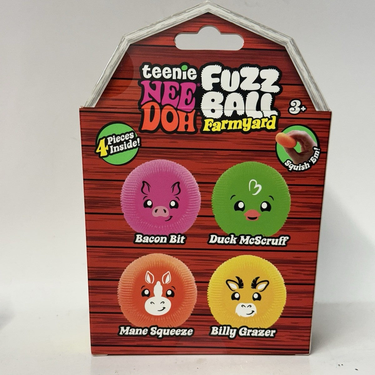 Teenie NeeDoh Farmyard Fuzz Balls, 4 Pack