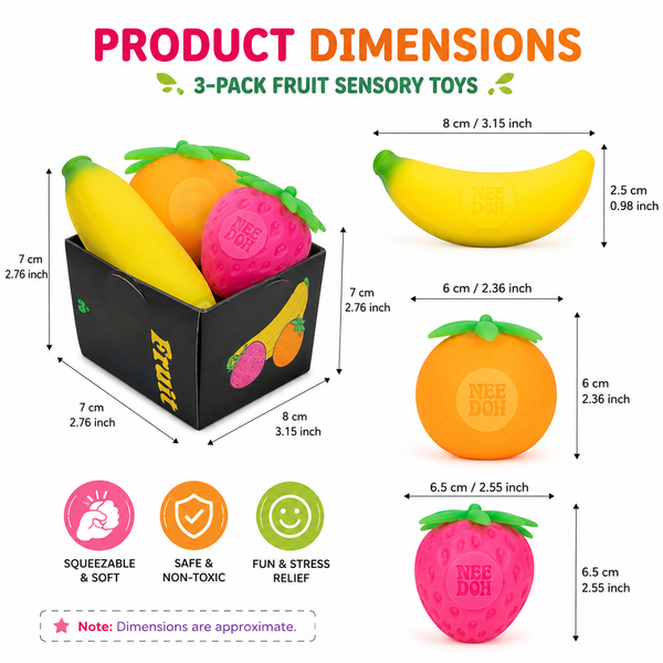 NeeDoh Groovy Fruit Multicolored 3 pc (RANDOM COLOR)