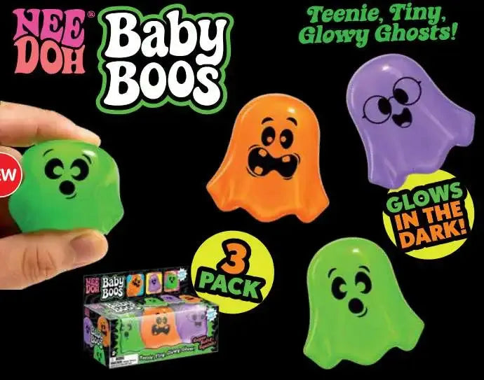 NeeDoh Teenie Ghost Glow-In-The-Dark Baby Boos -3Pack