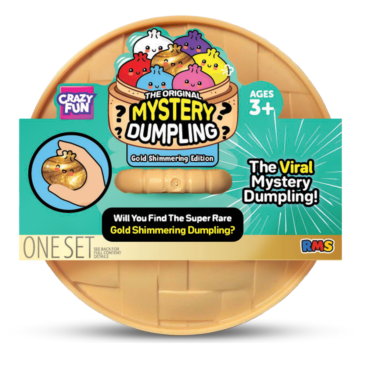 Crazy Fun Mystery Dumpling Squishy, Gold Shimmering (Styles May Vary)