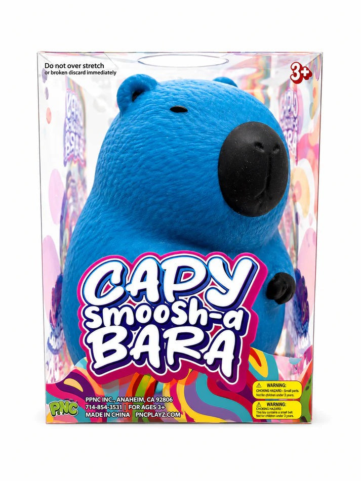 PPNC Capy Smoosh-a-Bara, a blue capybara squeeze toy in its packaging
