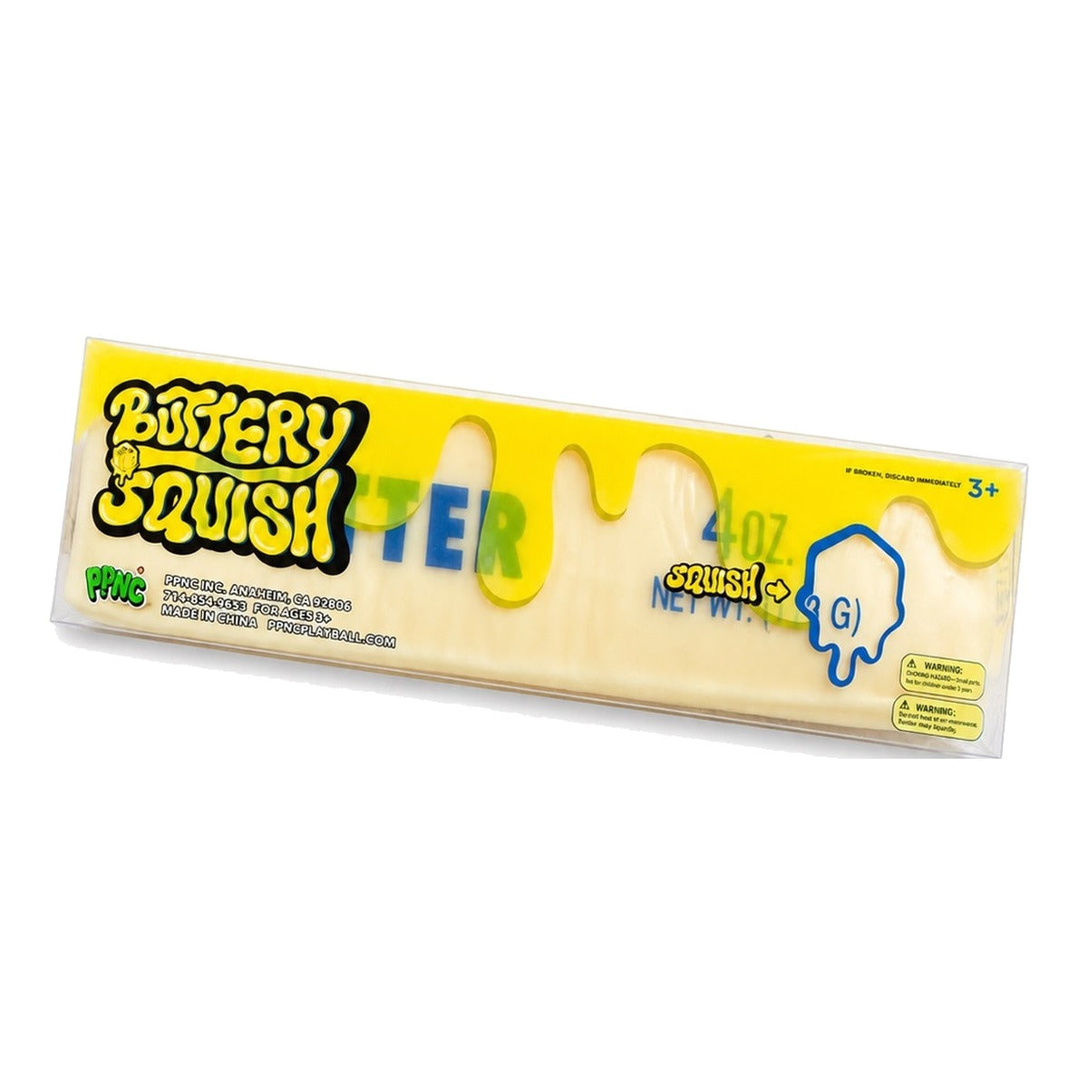 PPNC Buttery Squish, a stick of unsalted butter squeeze toy in its packaging