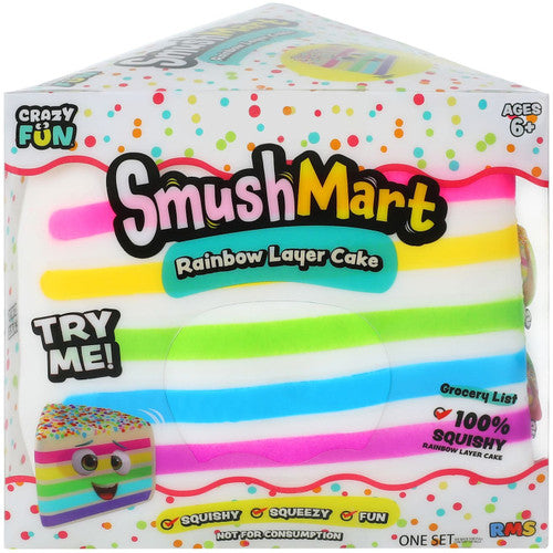 SmushMart Rainbow Layer Cake squishy in its box