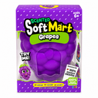 SoftMart scented grape squishy, a cluster of purple grapes, in its package
